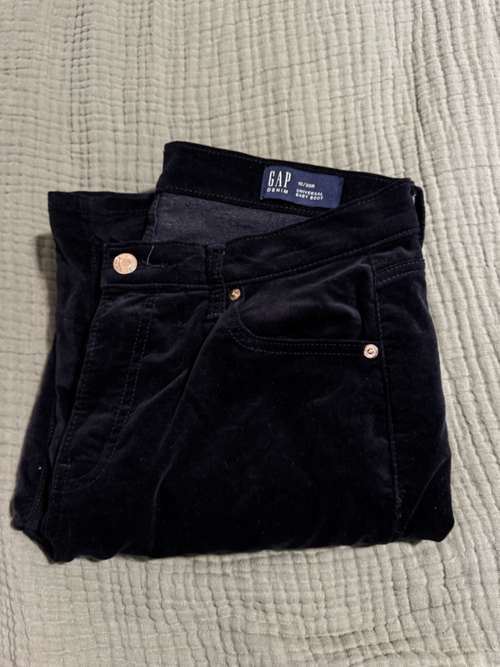 GAP Black Velvet Jeans with Copper Hardware